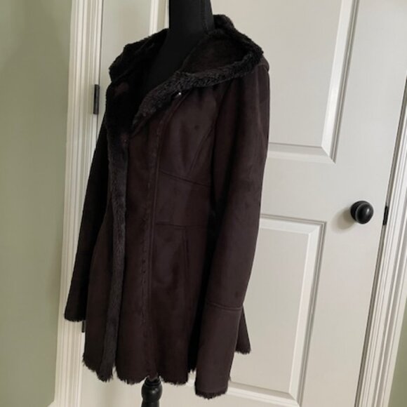 Jones New York faux suede and fur hooded jacket size Medium - Picture 3 of 15